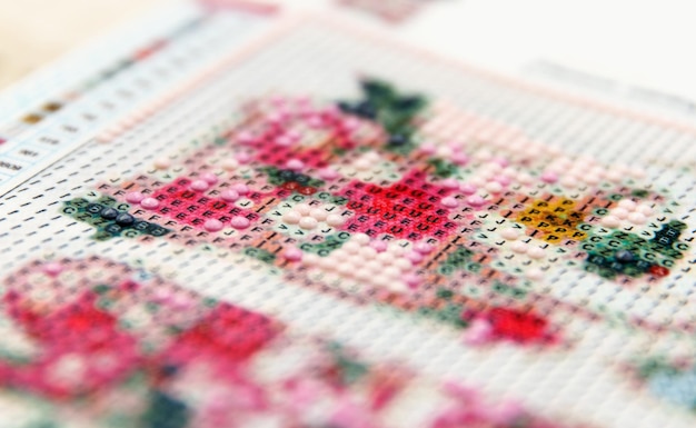 Zbliżenie ściegu krzyżykowego